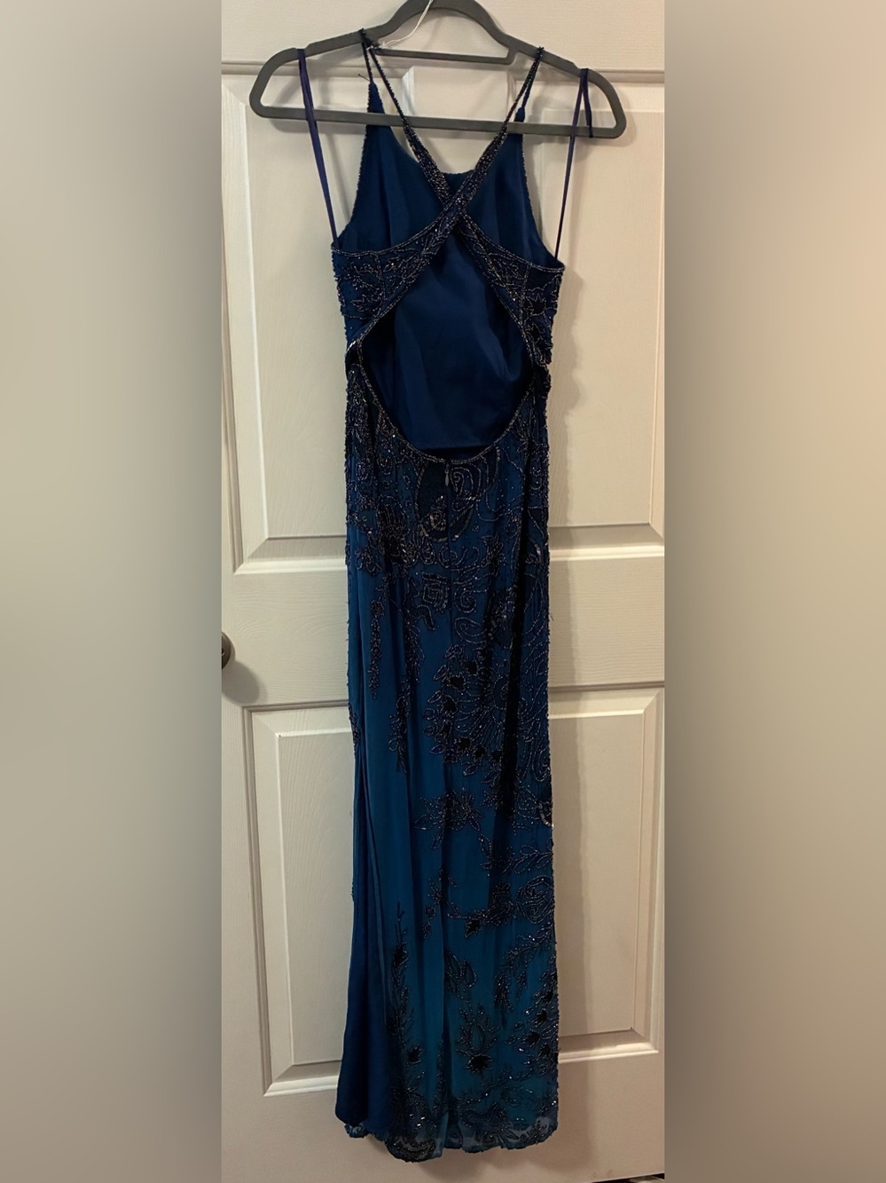 Formal Beaded Navy Blue Dress